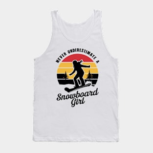 Never Underestimate A Snowboard Girl, Retro Snowboarding Tank Top